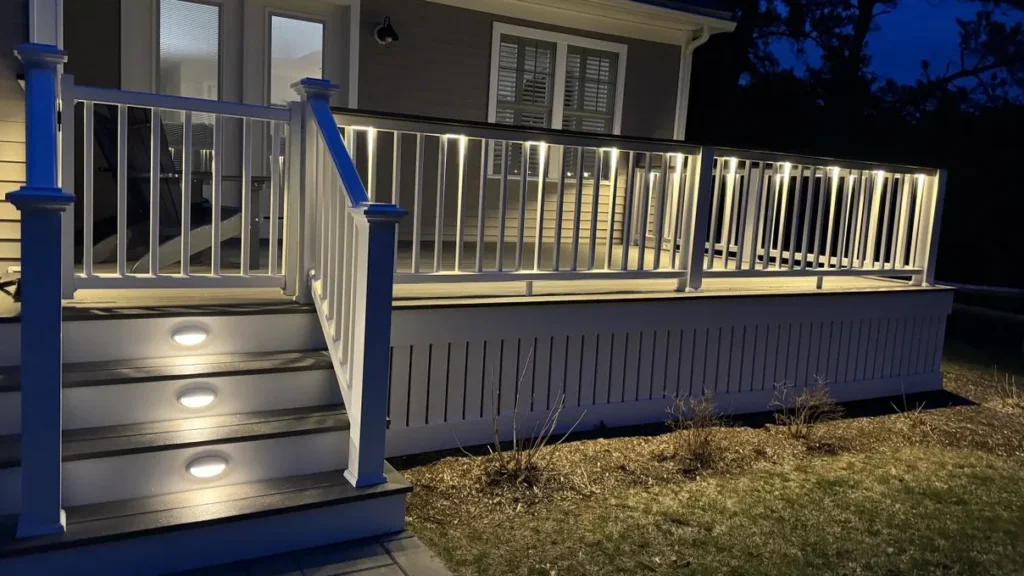 Azek deck evening lighting featured