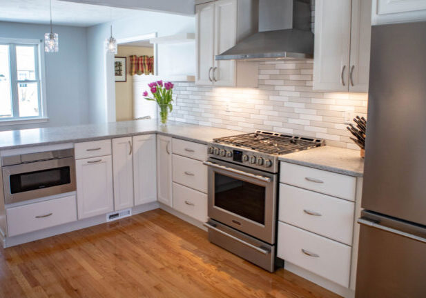 Kitchen Remodel with white cabinets Weymouth Ma