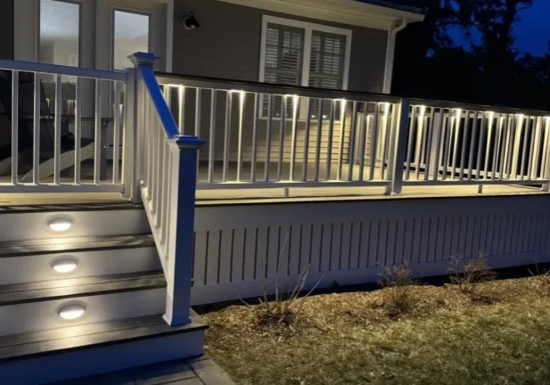 Azek deck evening lighting featured